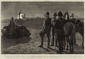 Esperando a que salga la luna, una parada durante la marcha por el desierto de Sir Herbert Stewart desde Korti hasta los pozos de Gakdul