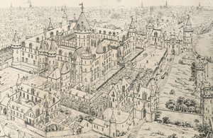 El Louvre en París en la época de Carlos V, Sabio (siglo XIV), dibujo de Frederic de Clarac (1777-1847), Francia de Frederic de Clarac