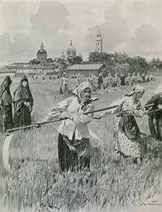 Un convento en Novgorod: Monjas haciendo heno de Frederic de Haenen