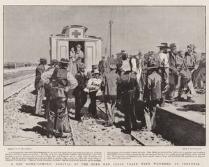 Un triste regreso a casa, llegada del tren de la Cruz Roja Bóer con heridos a Pretoria de Frederic de Haenen