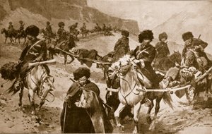 Convoy de ambulancias cosacas en las montañas del Cáucaso, 1914-19