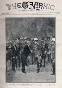 Entente cordiale: la visita del presidente francés Émile Loubet a Londres. El Rey Eduardo VII dando la bienvenida a M. Loubet en la estación Victoria de Frederic de Haenen