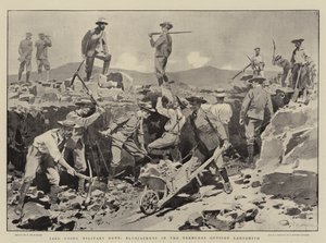 Jack haciendo servicio militar, marineros en las trincheras fuera de Ladysmith
