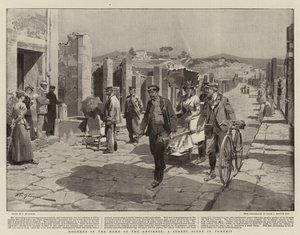 Modernos en la casa de los antiguos, una escena callejera en Pompeya de Frederic de Haenen