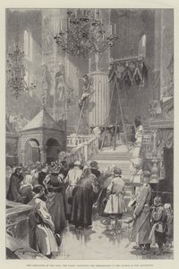 La coronación del zar, el público inspeccionando los preparativos en la Iglesia de la Asunción de Frederic de Haenen
