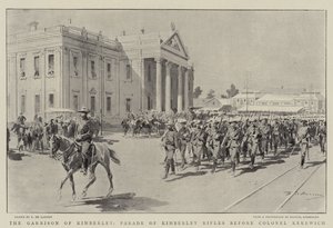 La guarnición de Kimberley, desfile de los rifles de Kimberley ante el coronel Kekewich de Frederic de Haenen