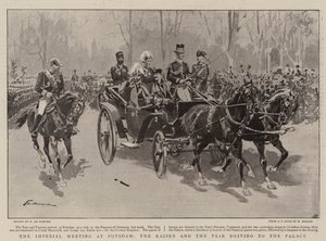 La reunión imperial en Potsdam, el Kaiser y el Zar conduciendo al Palacio de Frederic de Haenen