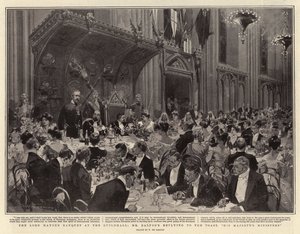 El banquete del alcalde en el Guildhall, el Sr. Balfour respondiendo al brindis, los ministros de Su Majestad de Frederic de Haenen