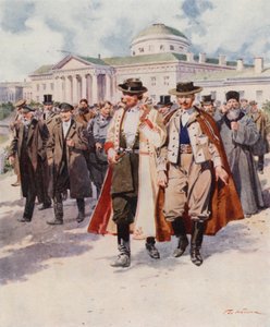 Los miembros saliendo de la Duma