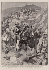El transporte de heridos desde el campo de batalla, el trabajo de los hombres de la ambulancia