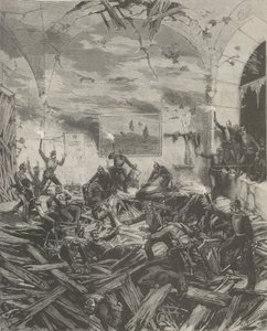 El Palacio de Invierno después de la explosión, noche del 17 de febrero de 1880