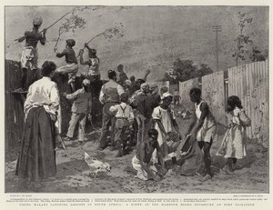 Jóvenes malayos cazando langostas en Sudáfrica, una escena en el recinto del Puerto de Elizabeth de Frederic de Haenen