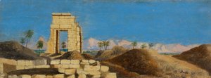 Ruinas en el desierto, c.1846-1907 (óleo sobre tabla) de Frederica Countess of Scarborough Drummond