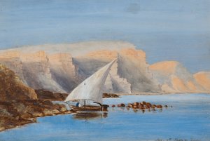 Barco de vela frente al norte de África, c.1846-1907 (óleo sobre tabla) de Frederica Countess of Scarborough Drummond