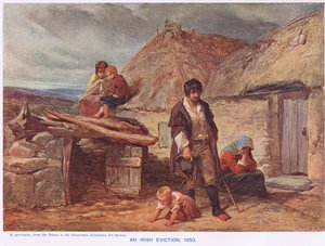 Un desalojo irlandés, ilustración de la "Historia ilustrada de Inglaterra" de Cassell, publicada hacia 1910 (litografía en color). de Frederick (after) Goodall