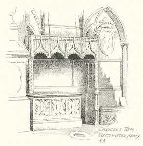 Tumba de Chaucer, Abadía de Westminster (litografía) de Frederick Adcock