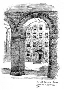 Edificio Lamb, Temple, desde los claustros, Londres, 1912 de Frederick Adcock