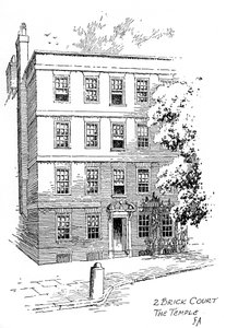 Casa de Oliver Goldsmith, 2 Brick Court, Temple, Londres, 1912 de Frederick Adcock