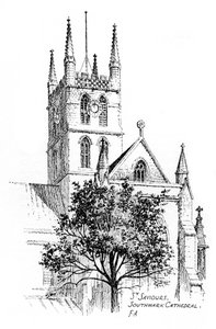 Catedral de Southwark, Londres, 1912 de Frederick Adcock