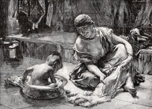 Baño del Niño, Egipto de Frederick Arthur Bridgman
