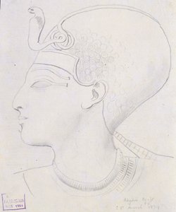 Estudio de un relieve de la cabeza de Seti I (1394-1279 a.C.) en el templo de Seti I, Abydos, 1874 de Frederick Arthur Bridgman