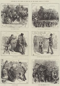Bocetos en la multitud el día de la llegada del Shah a Londres de Frederick Barnard