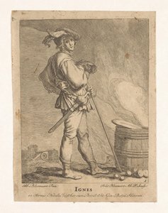 Fuegos artificiales Ignis (título sobre objeto) Los cuatro elementos (título de la serie) de Frederick Bloemaert