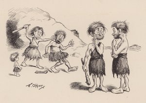Nuestros antepasados antediluvianos por F Opper: Número Cuarenta y Siete (litografía)