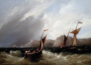 Embarcaciones frente a una Costa Rocosa de Frederick Calvert