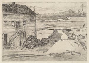Marea baja, puente de Cos Cob, 1915