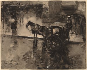 La marea alta en la avenida, probablemente 1890 de Frederick Childe Hassam
