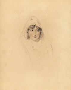 Retrato de Lady Augusta Lowther, Condesa de Fane, esposa del 1er Conde de Lonsdale. Grabado a mano por Frederick Christian Lewis después de una ilustración de Sir Thomas Lawrence del Cabinet of Gems de P.G. Patmore, Ackermann, Londres de Frederick Christian Lewis
