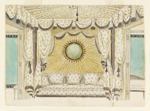 Diseño para Cama con Alcoba, probablemente para el Dormitorio o Boudoir del Príncipe de Gales, Royal Pavilion de Frederick Crace