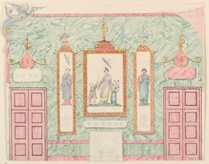 Dibujo, alzado de pared, probablemente para la sala de banquetes, Royal Pavilion, Brighton, 1815-22 de Frederick Crace