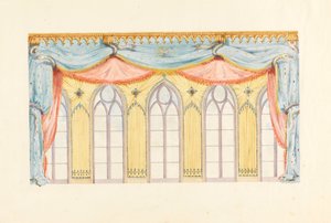 Dibujo, Decoración de ventanas, probablemente para la pared este de la sala de música, Royal Pavilion, Brighton, 1820 de Frederick Crace