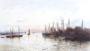La flota del arenque, Stornoway (acuarela) de Frederick E.J. Goff
