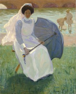 Mujer con parasol verde, 1908 de Frederick F. Fursman