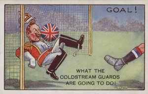 Guardia de Coldstream pateando un gol contra el Kaiser