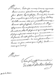 Carta del Cardenal Richelieu, a Monsieur de la Motte, siglo XVII 1865