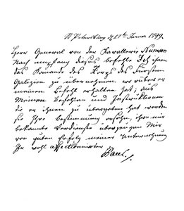Carta de Pablo I, Emperador de Rusia, al General Numsen