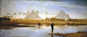 El vado al pueblo cerca de las pirámides de Frederick Goodall