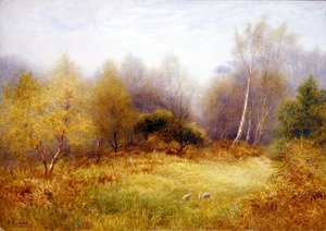 Conejos en un claro del bosque de Frederick Henry Evans