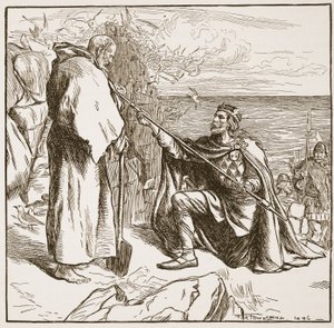 Egfrid suplicando a San Cuthbert, ilustración de 