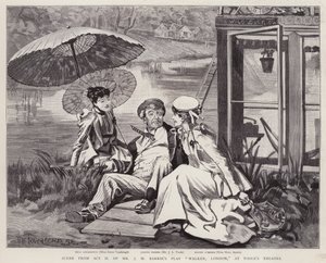Actores ingleses Irene Vanbrugh, John Lawrence Toole y Mary Ansell en una producción de la obra de J M Barrie Walker, Londres, en el Teatro de Toole, Londres de Frederick Henry Townsend