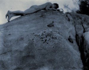 Joven desnudo en rocas con tortuga y bastón de pastor, c.1906