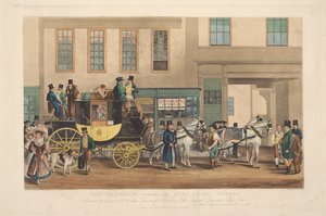 Coaching: The Blenheim, saliendo del Star Hotel, Oxford de Frederick James Havell