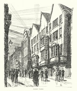 Londres: Fetter Lane (litografía en color) de Frederick Landseer Maur Griggs