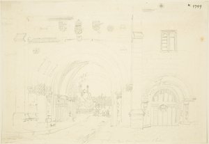 Abbey Gatehouse de la Catedral de Bristol, mirando al sur de Frederick Mackenzie