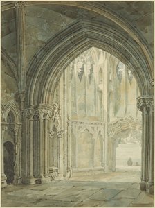 Interior del pórtico norte de St Mary Redcliffe de Frederick Mackenzie