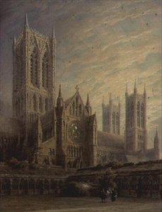 Catedral de Lincoln desde los claustros, siglo XIX de Frederick Mackenzie